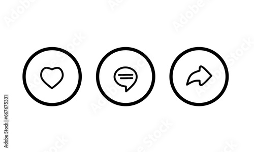 like, comment and share icons with simple design