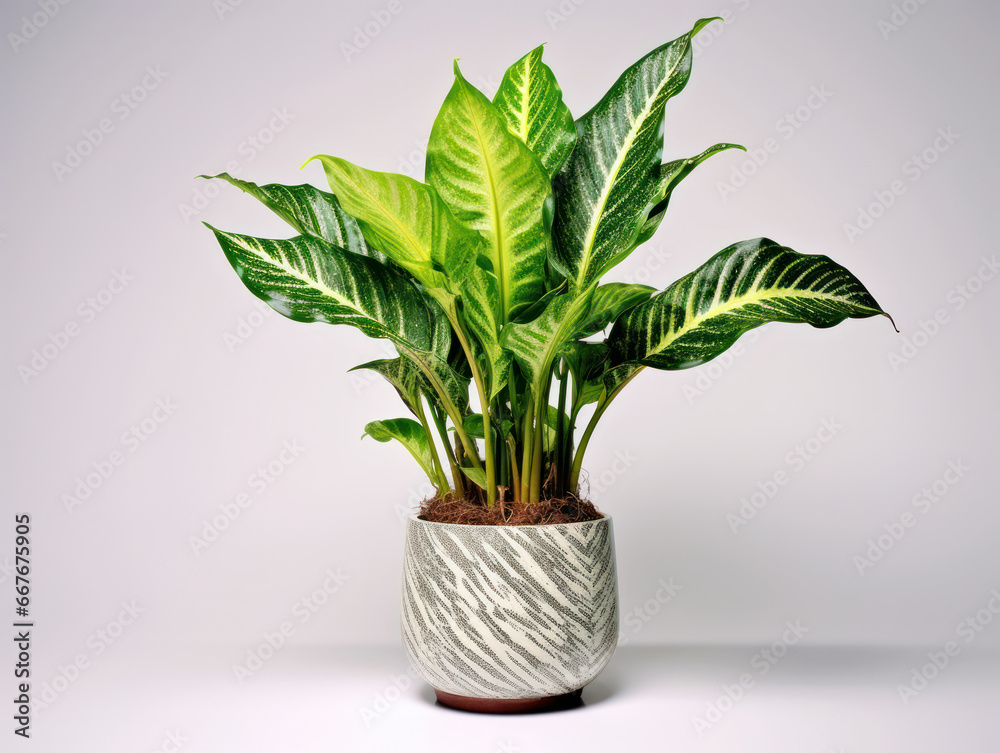 Fototapeta premium Dieffenbachia (Dumb Cane) Studio Shot Isolated on Clear Background, Generative AI