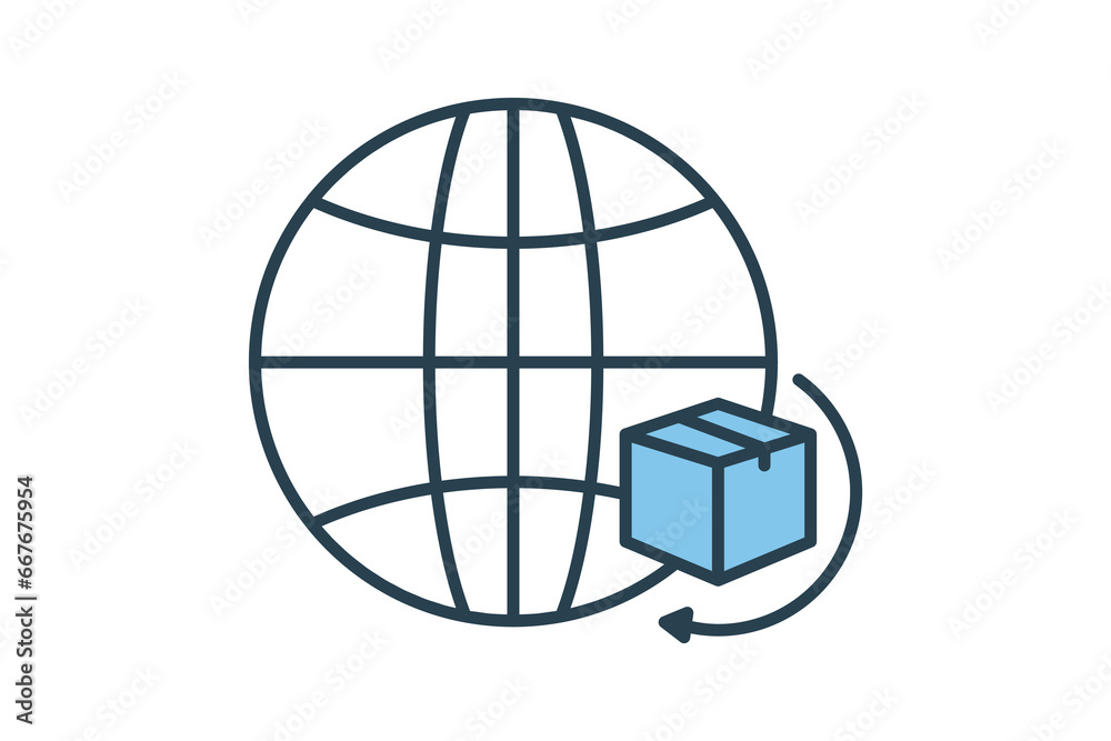 International shipping. Icon related to Delivery. Suitable for packaging. Flat line icon style. Simple vector design editable - obrazy, fototapety, plakaty 