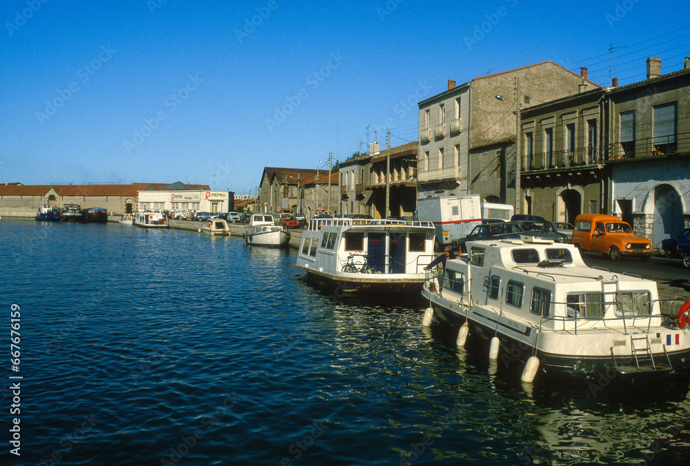 Péniche de tourisme, Frontignan, canal du Rhône à Sète, Canal du Midi, 34, Hérault, France