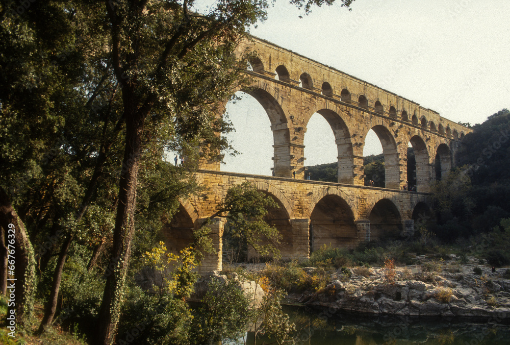 Pont du Gard,  le Gardon, Pont du Gard, 30, Gard, région Occitanie, France