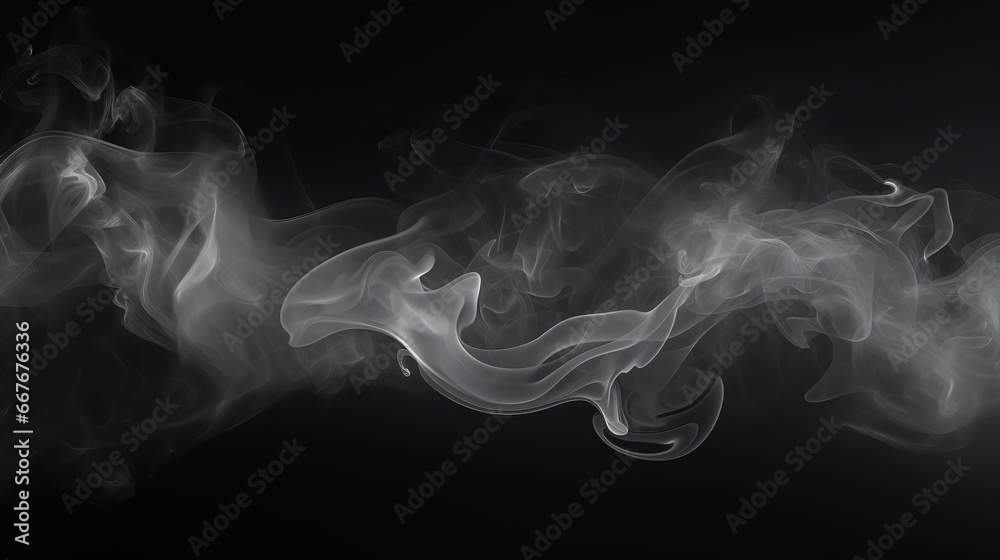 abstract black and white smoke background, copy space, 16:9