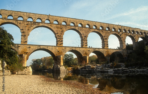 Pont du Gard, le Gardon, Pont du Gard, 30, Gard, région Occitanie, France