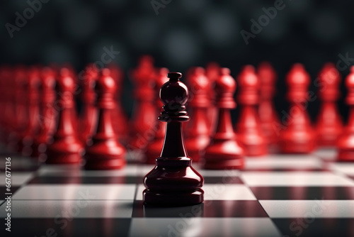 Obraz na płótnie Closeup of bishop chess piece on a chessboard