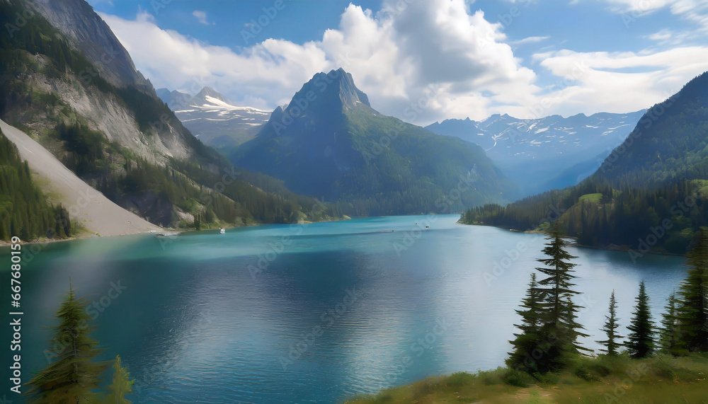 lake in the mountains generated ai
