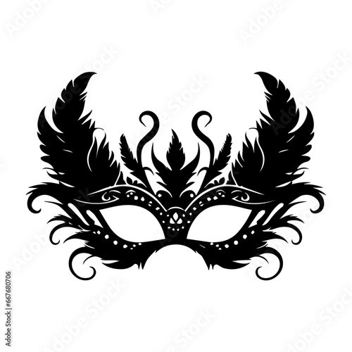 Filigree Masquerade Mask feathers element for carnival birthday party vector illustrator.