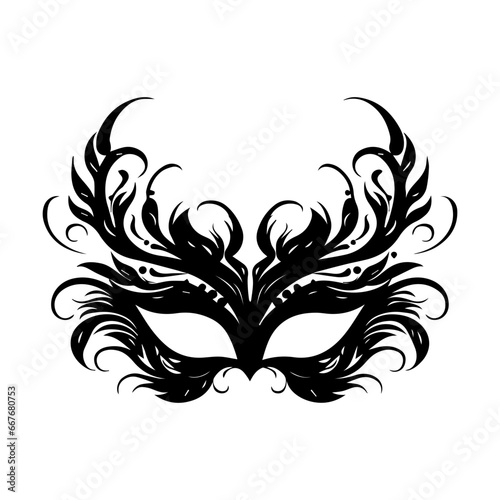 Filigree Masquerade Mask feathers element for carnival birthday party vector illustrator.