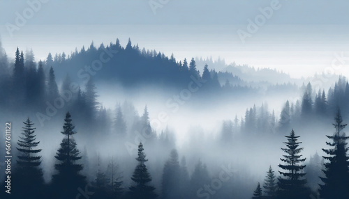 gradient calming nature foggy forest view phone wallpaper background ai generated
