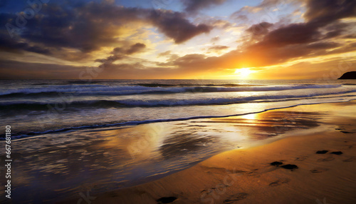 sunset on the beach generated ai