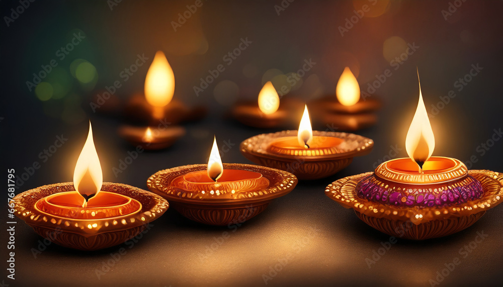 illustation of diwali festival of lights tradition diya oil lamps against dark background illustation of diwali festival of lights tradition diya oil lamps against dark background