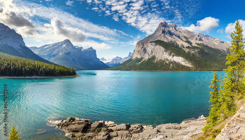 lake minnewanka in banff national park photo
