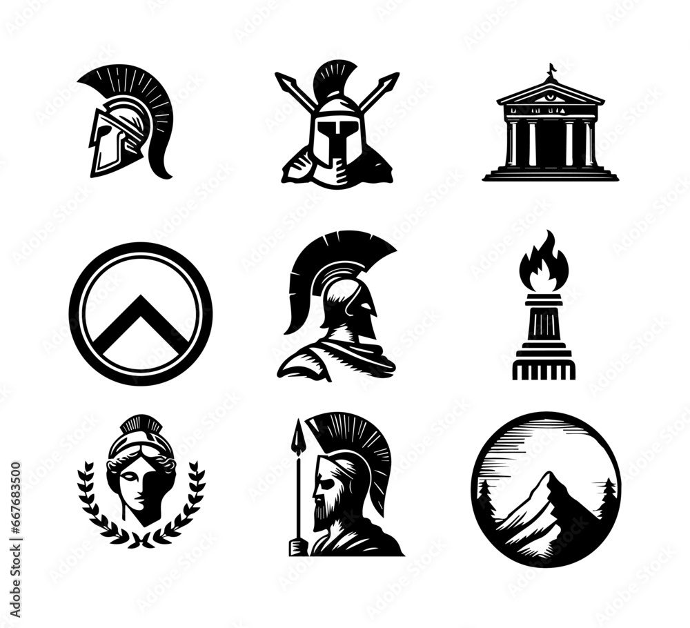 ancient greek vector set black and white