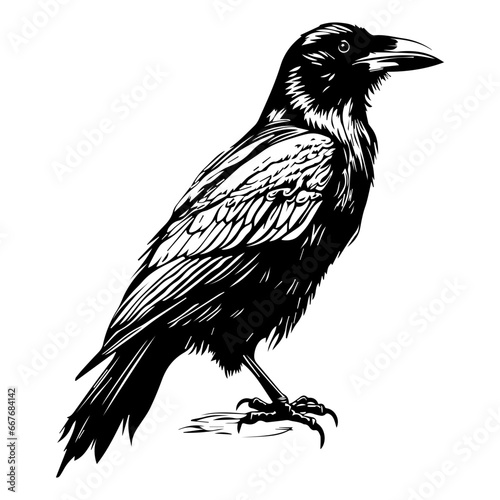 black raven bird in different poses cartoon crow design flat vector animal illustration isolated on white background.