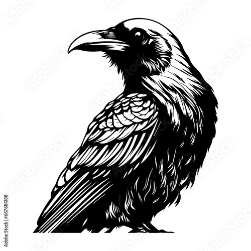 black raven bird in different poses cartoon crow design flat vector animal illustration isolated on white background.