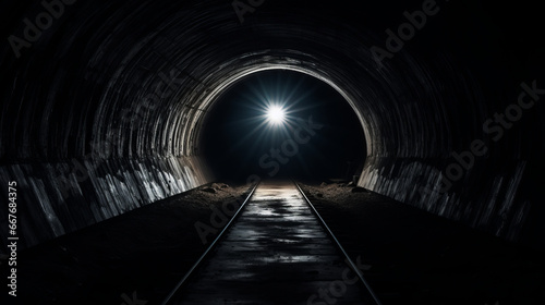 View of the night light from inside a tunnel