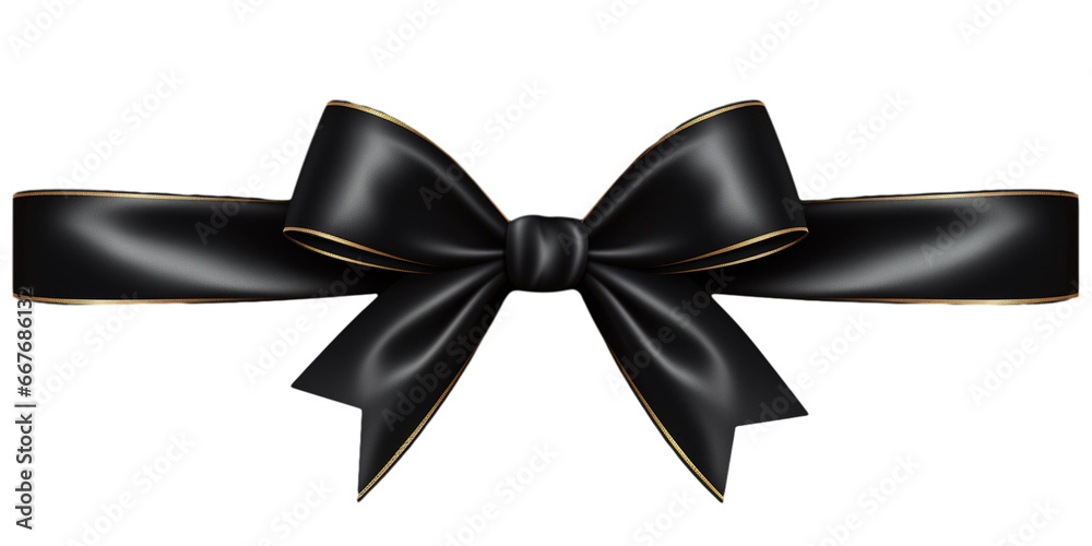 Shiny black and gold satin ribbon, isolated on transparent background Shiny black and gold satin ribbon, isolated on transparent background