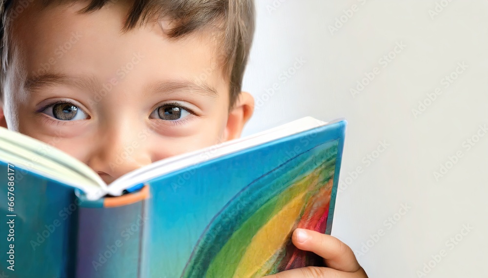 Curious Child Reading Joyfully with Copyspace Curious Child Reading Joyfully with Copyspace