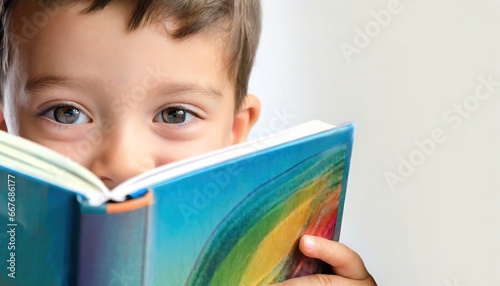 Curious Child Reading Joyfully with Copyspace