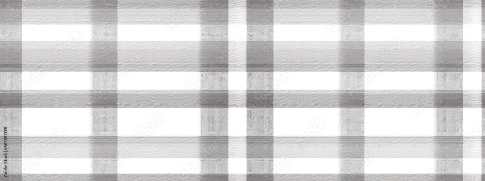 Fototapeta premium Seamless subtle light grey gingham checker tartan fabric pattern. Contemporary trendy monochrome gray plaid fashion textile verlay. Tablecloth, picnic blanket design background