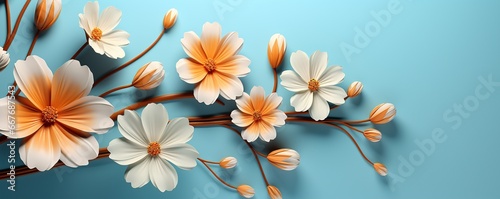 3d render clay beauty flower banner copy space background