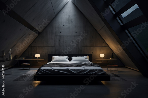 Cozy bedroom interior, luxury lifestyle aesthetic and minimalistic © Srikanth