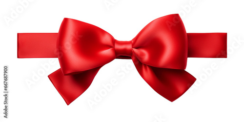 Shiny red satin ribbon, isolated on transparent background