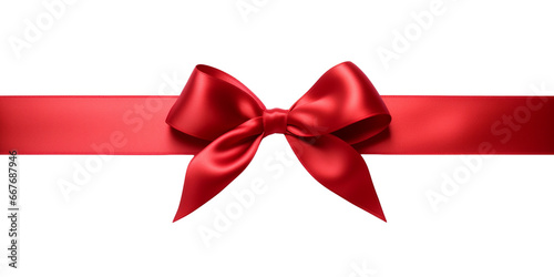 Foto Shiny red satin ribbon, isolated on transparent background