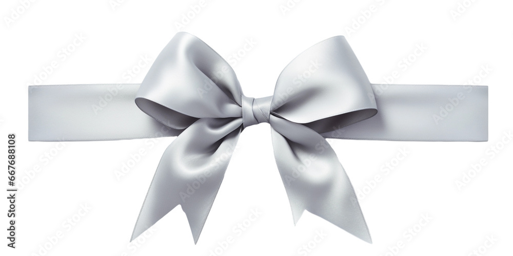Shiny silver/ white satin ribbon, isolated on transparent background Shiny silver/ white satin ribbon, isolated on transparent background