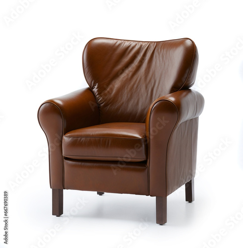 Brown armchair isolated on white background