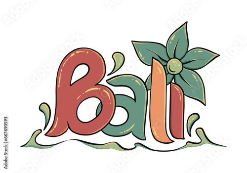 Bali Island Logo with Plumeria Flower illustration concept. Vector EPS10