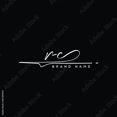RC letter beauty handwriting vector logo. 