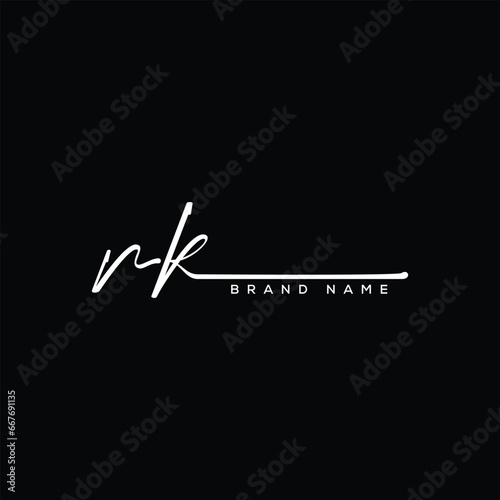 RK letter beauty handwriting vector logo.  photo