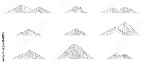 Mountain. Mountains vector. Mountain in line arts. Mountains collection. Mountain logo