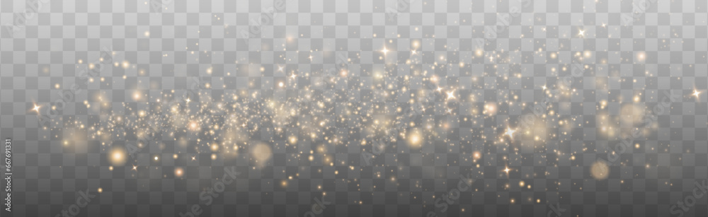 Christmas background. Powder dust light PNG. Magic shining gold dust. Fine, shiny dust bokeh particles fall off slightly. Fantastic shimmer effect. Vector illustrator. Christmas background. Powder dust light PNG. Magic shining gold dust. Fine, shiny dust bokeh particles fall off slightly. Fantastic shimmer effect. Vector illustrator.