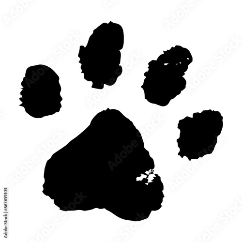 Paw print icon,vector illustration. Flat design style. vector paw print icon illustration isolated on White background, paw print icons graphic design vector symbols, Black silhouette.
