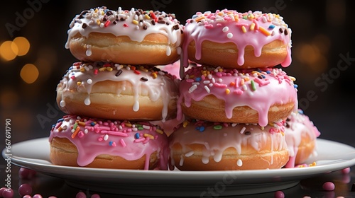 A stack of mouthwatering and fluffy donuts. AI generated