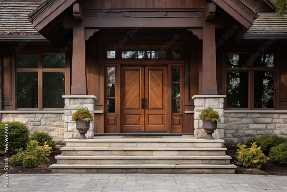 Entrance Door: Georgian wooden front door with pillars and stone walls. Entrance Door: Georgian wooden front door with pillars and stone walls.