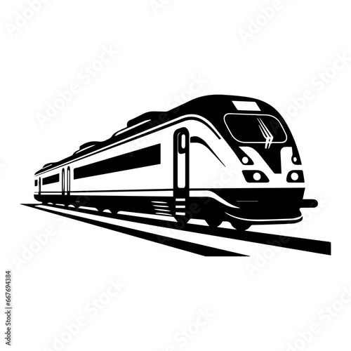 modern high speed train emblem. Super streamlined high-speed train on white background, vector illustrator.