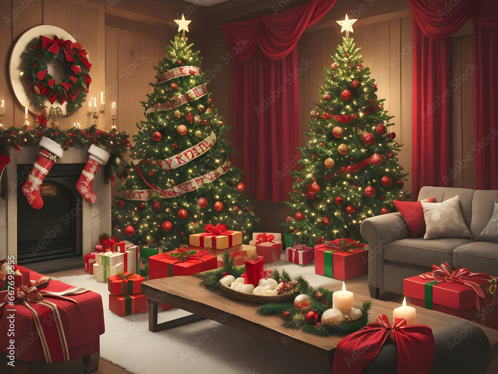 christmas tree with gifts high quality image 