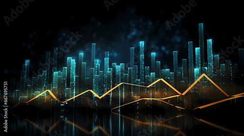 Business and financial stock market, Economic graph with diagrams, Business investment and stock trading on dark background - Generated by Generative AI