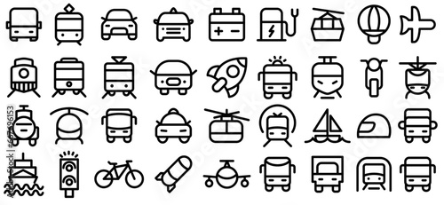vehicle simple line front icon vector illustration collection