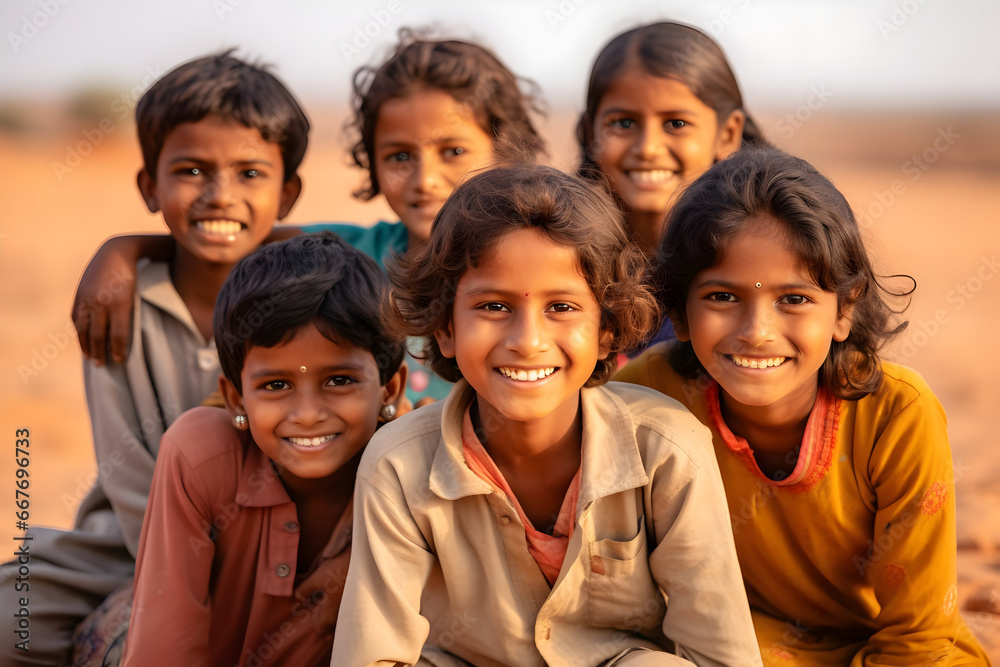 Group of Indian young kids standing together smiling,showing happiness expression. Group of Indian young kids standing together smiling,showing happiness expression.