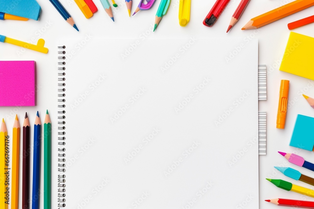 Fototapeta premium stationery and office stuff on white background with copy space