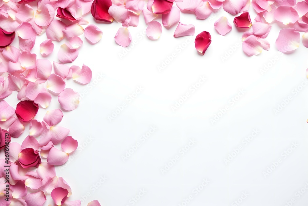 romantic background with pink rose petals border romantic background with pink rose petals border