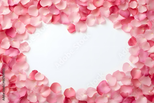 romantic background with pink rose petals border © JD