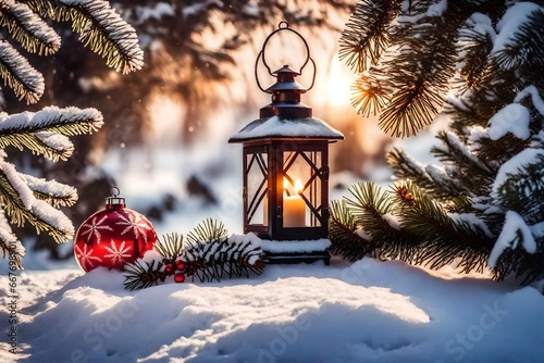 christmas lantern on the tree