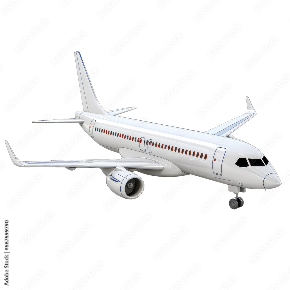 3D model airplane isolated on transparent and white background. Png transparent