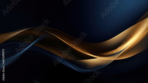 Abstract luxury gold and blue flowing background illustration