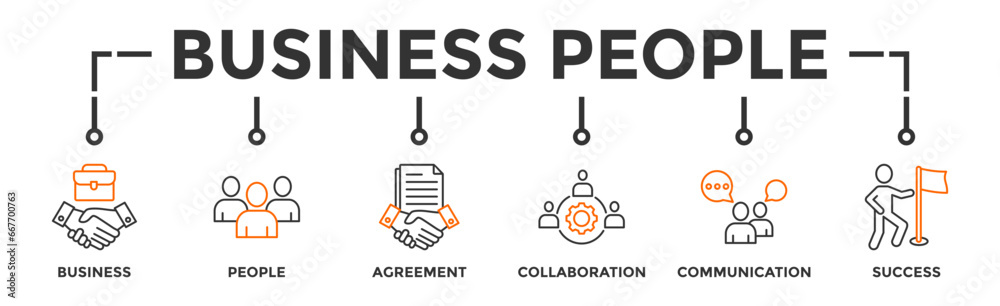 Business people banner web icon vector illustration concept with icon of business, people, agreement, collaboration, communication and success Business people banner web icon vector illustration concept with icon of business, people, agreement, collaboration, communication and success