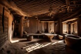Traditional and ancient mud house interior 